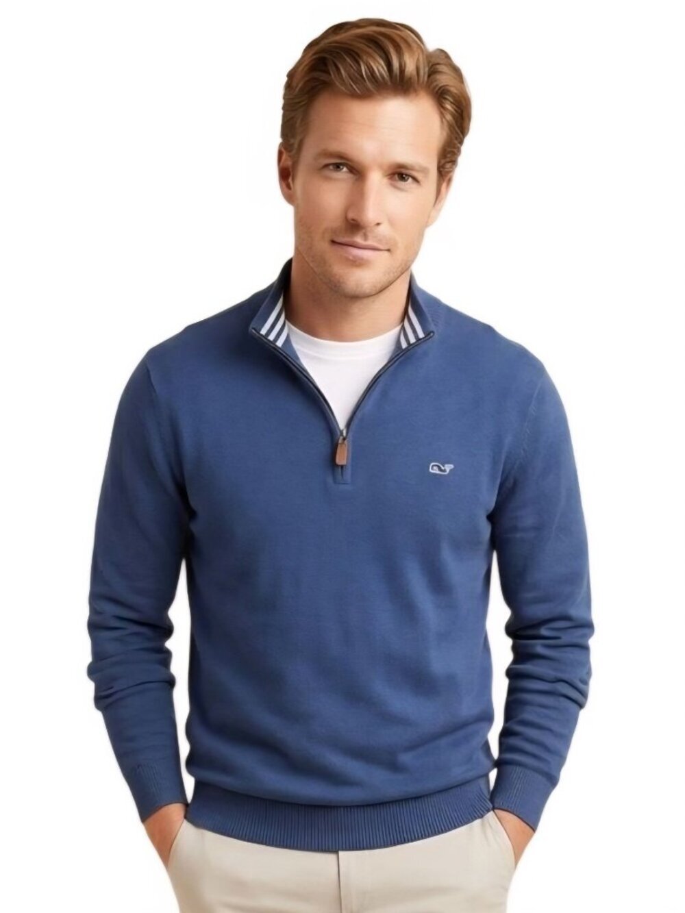 Vineyard Vines 100% Cotton Navy 1/4 Zip Pullover Sweater Size L